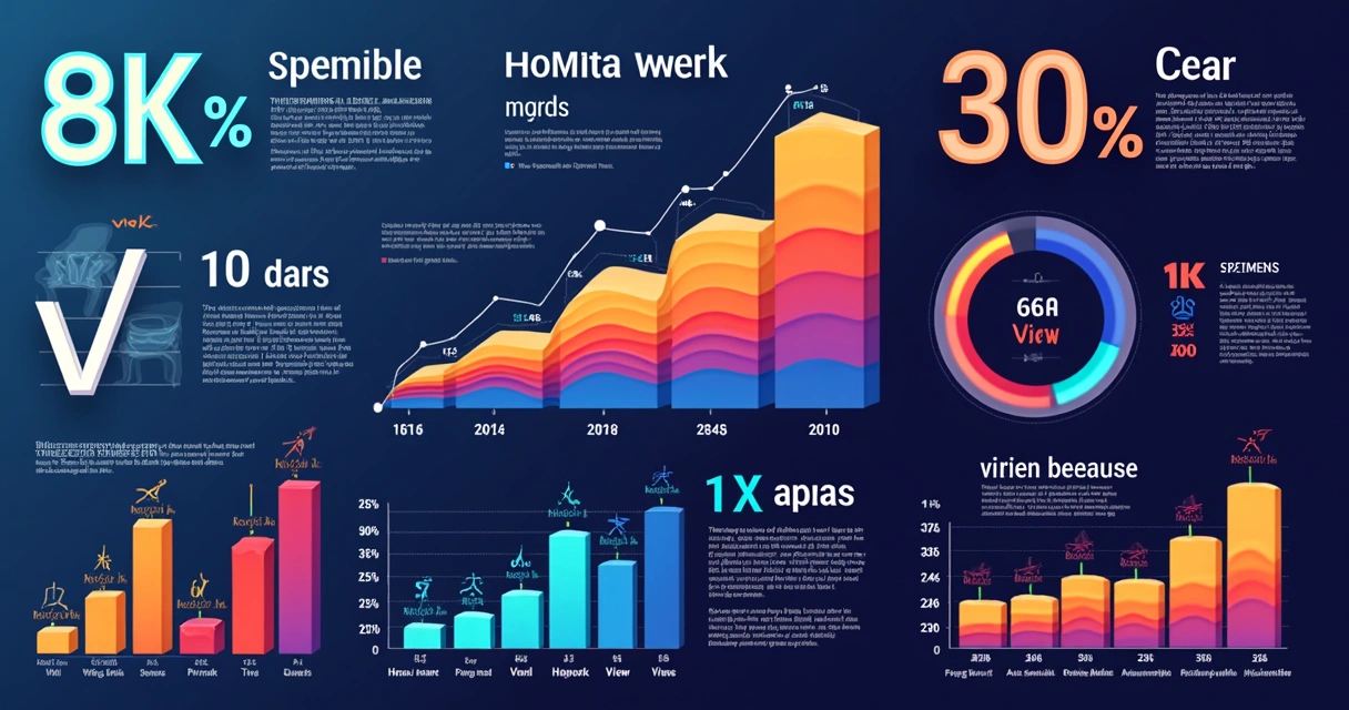 Exemplo de infográfico colorido mostrando dados de engajamento e visualizações 