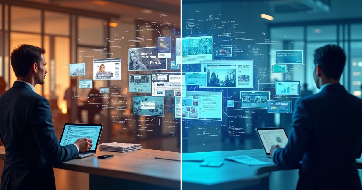 Exemplo visual de integração de mídia espontânea, própria e paga 