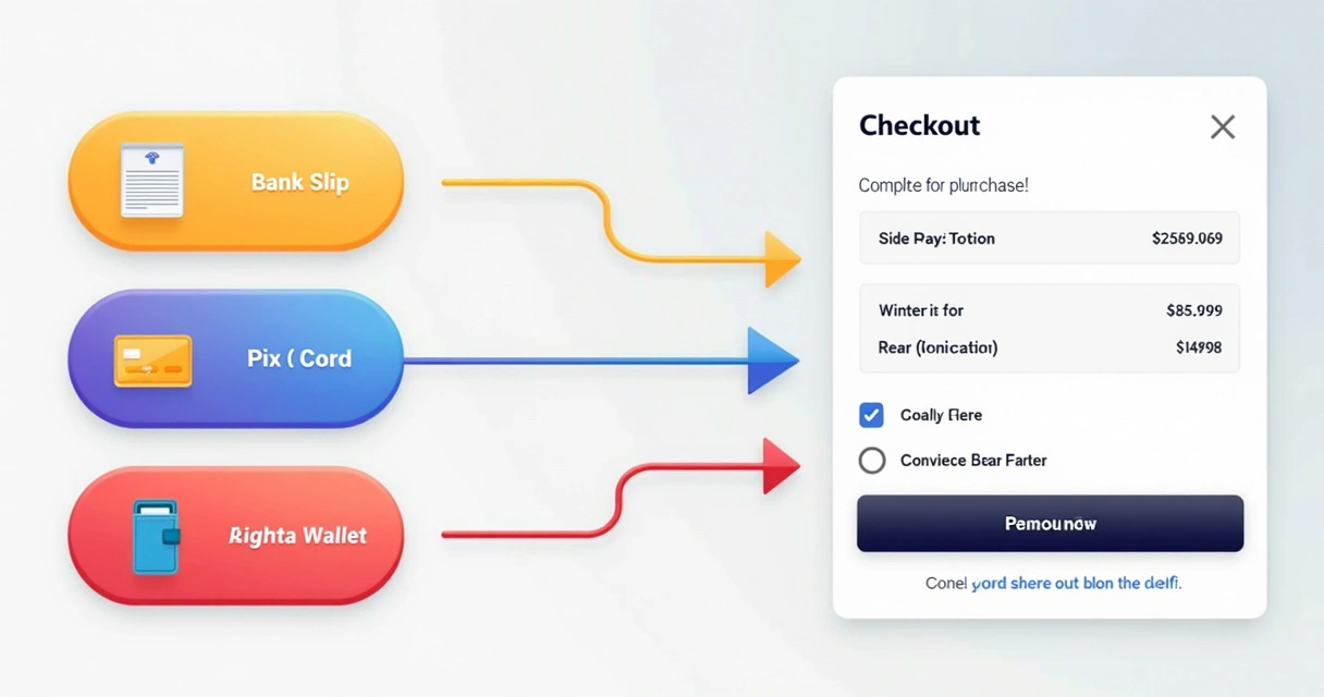 Exemplo de integração de pagamento com diversas opções de escolha para o cliente 