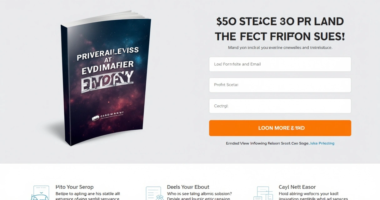 Página de ebook com formulário curto e destaque visual no ebook 