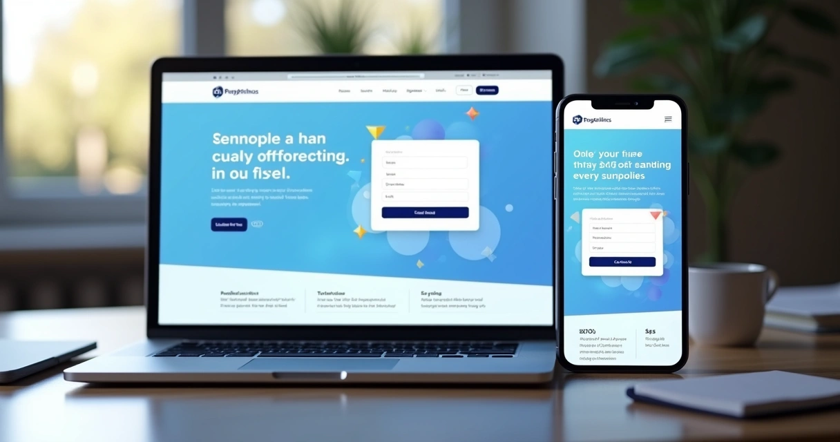 Página de conversão com layout limpo, botão de ação destacado e formulário curto