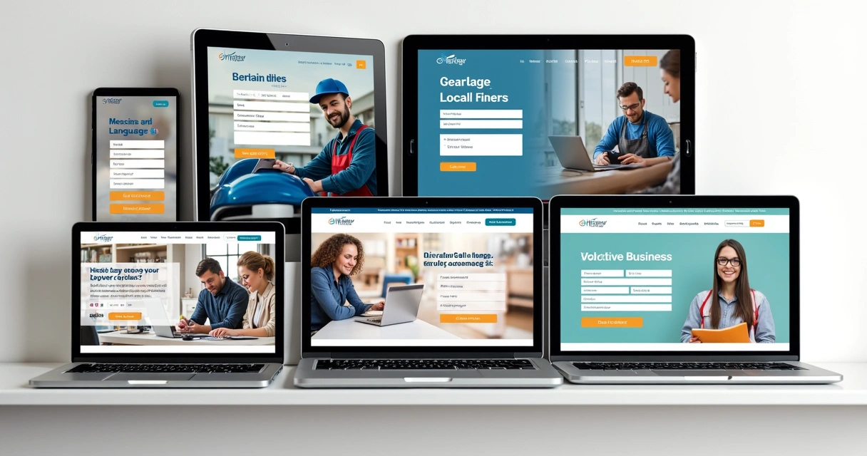 Vários exemplos de landing pages para negócios locais 