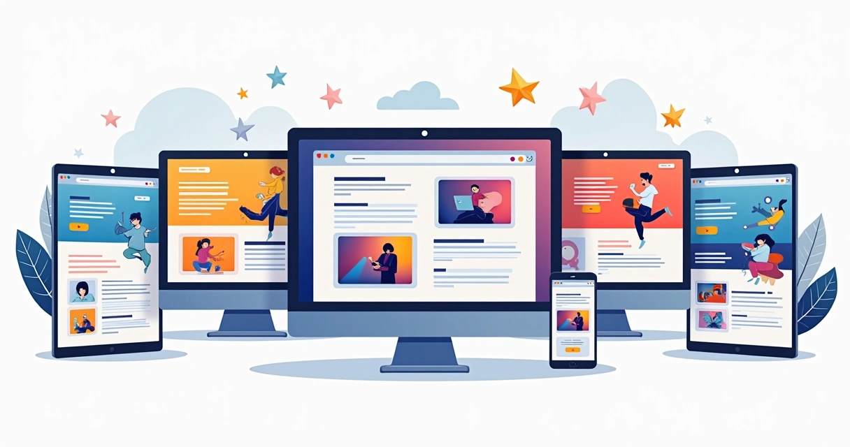 Vários exemplos de landing page diferentes em 2026. 