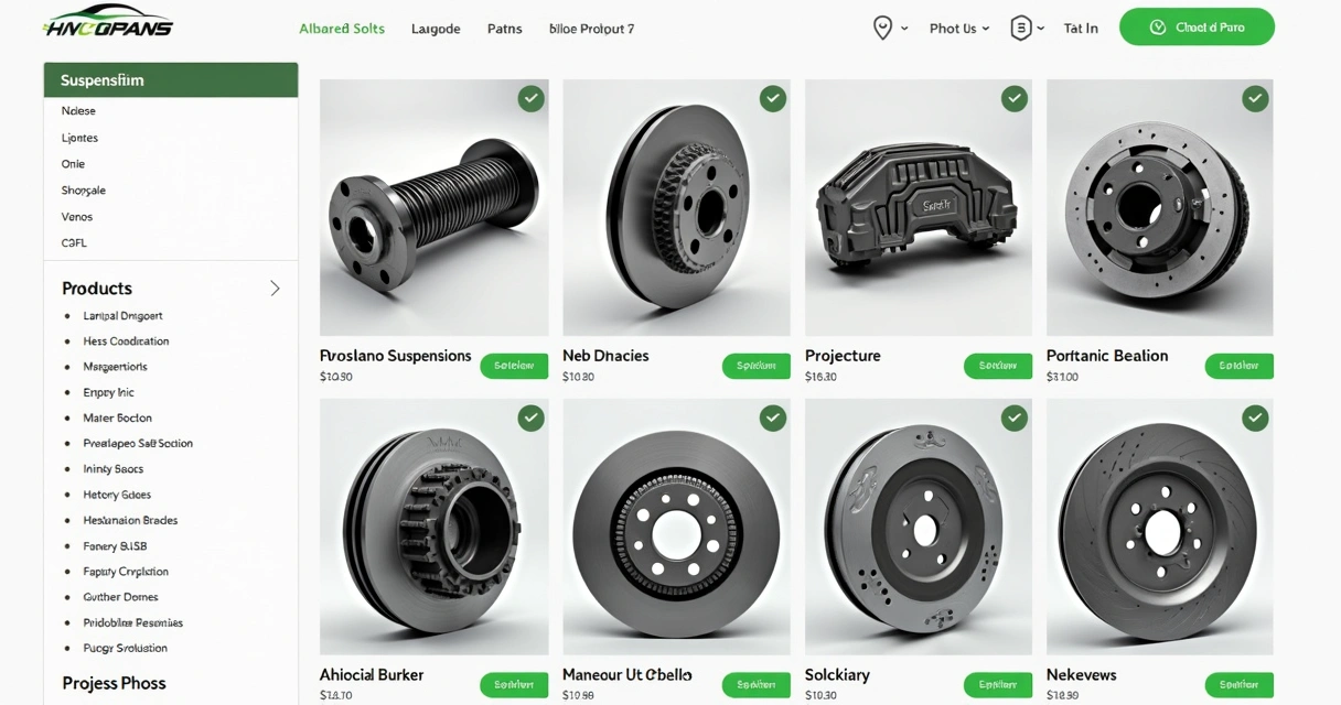 Exemplo de layout moderno de catálogo digital de autopeças com categorias e produtos 