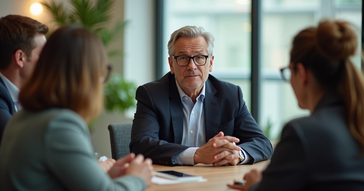 Pessoa guiando discretamente um grupo sem usar gestos de autoridade