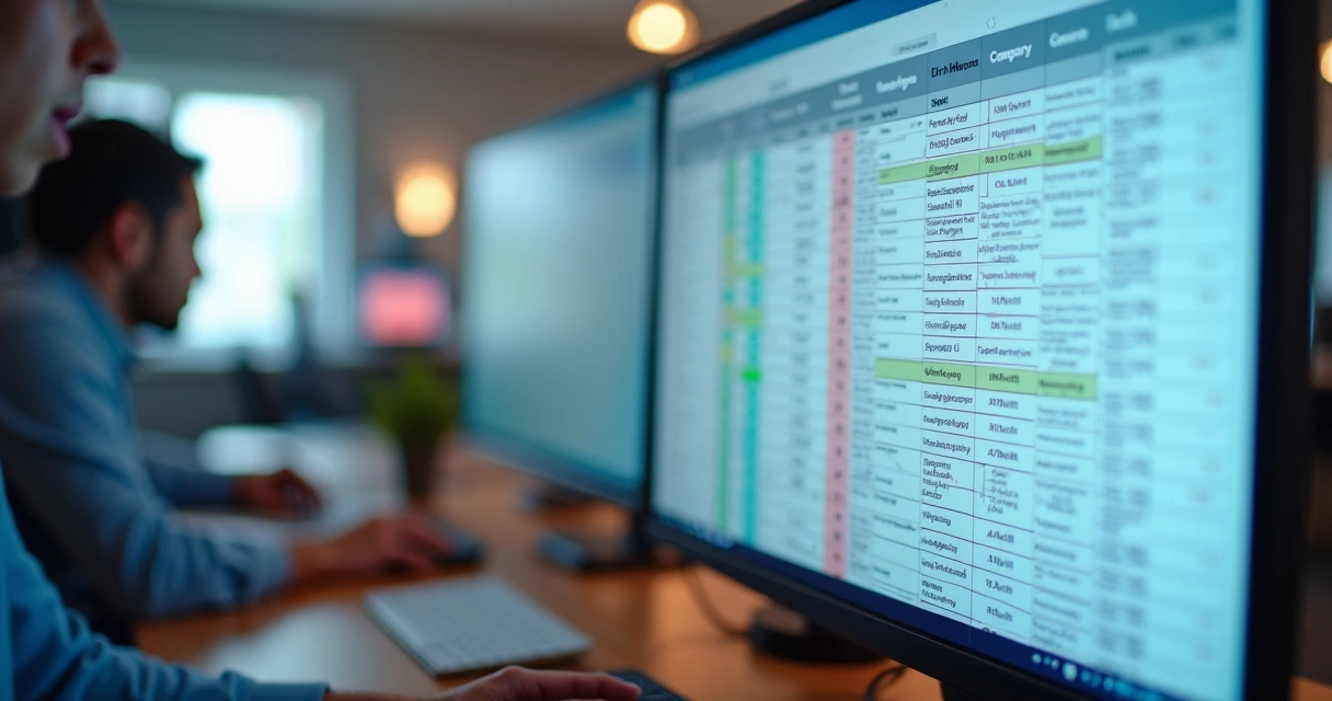 Lista segmentada de empresas em tela de computador com filtros aplicados 