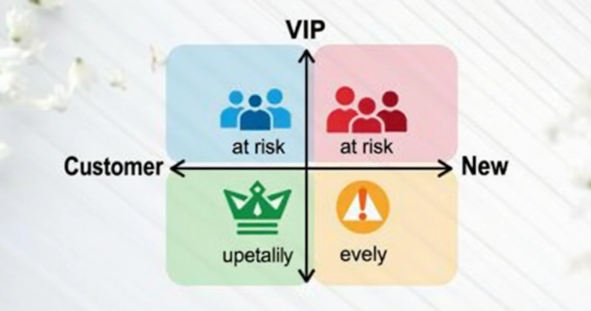 Matriz colorida de RFV com clientes divididos em quadrantes 