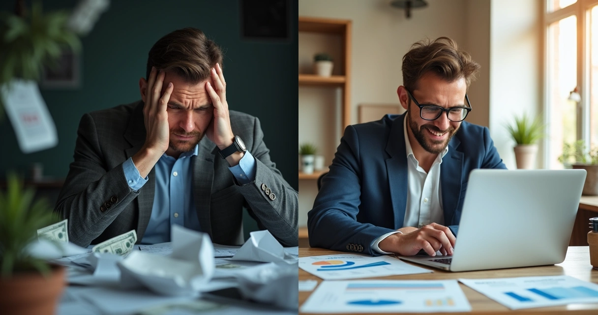 Comparativo antes e depois da organização financeira 