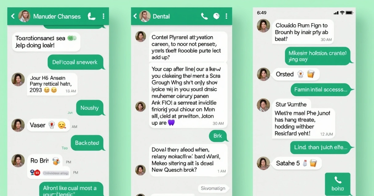 Prints de mensagens de WhatsApp com pacientes odontológicos