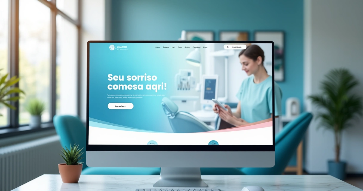 Página de clínica odontológica mostrando um microcopy simpático em destaque