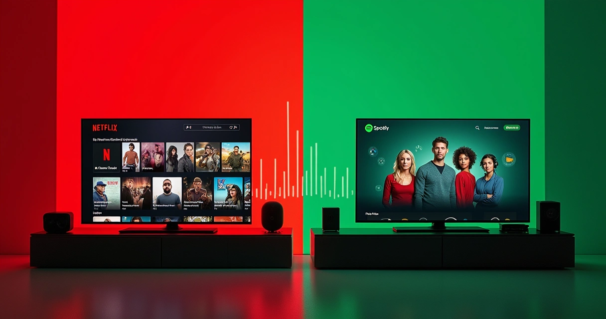 Comparação visual de modelos Netflix e Spotify