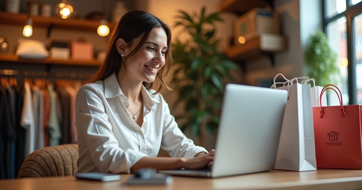Pequena loja usando Instagram em notebook 