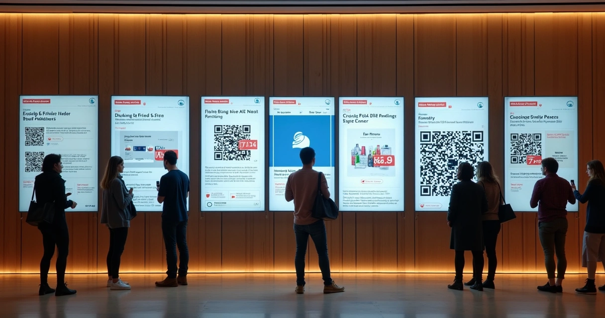 Painel com exemplos de notificações inteligentes em loja física 