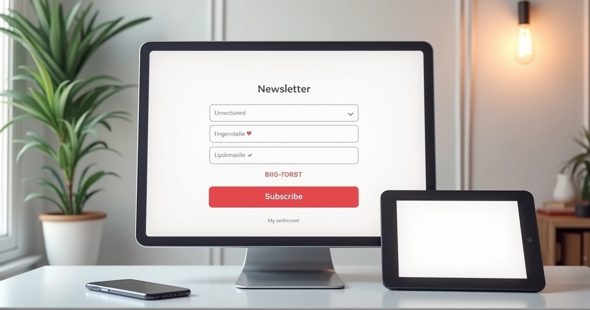 Tela digital com formulário de inscrição rápido para boletim 