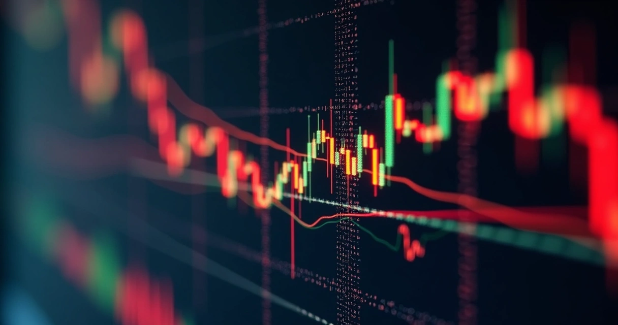 Exemplo de cruzamento de médias móveis em gráfico financeiro 