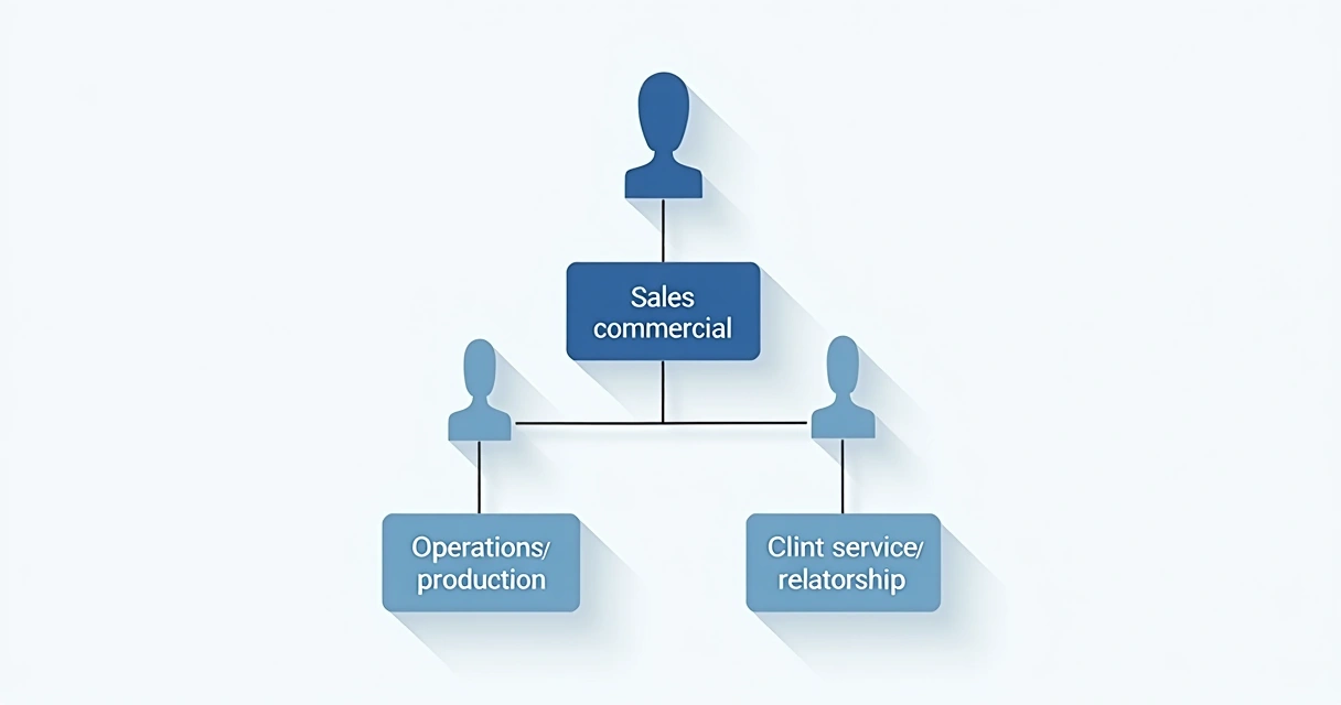 Organograma simples de agência digital com poucos cargos 