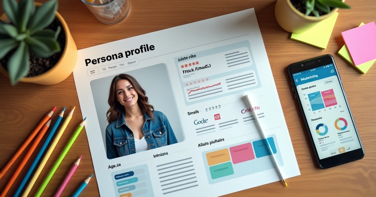 Modelo visual de persona desenhado com texto e imagens em papel 