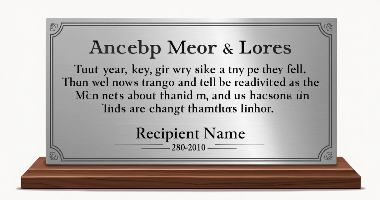 Placa de homenagem personalizada com texto e assinatura 