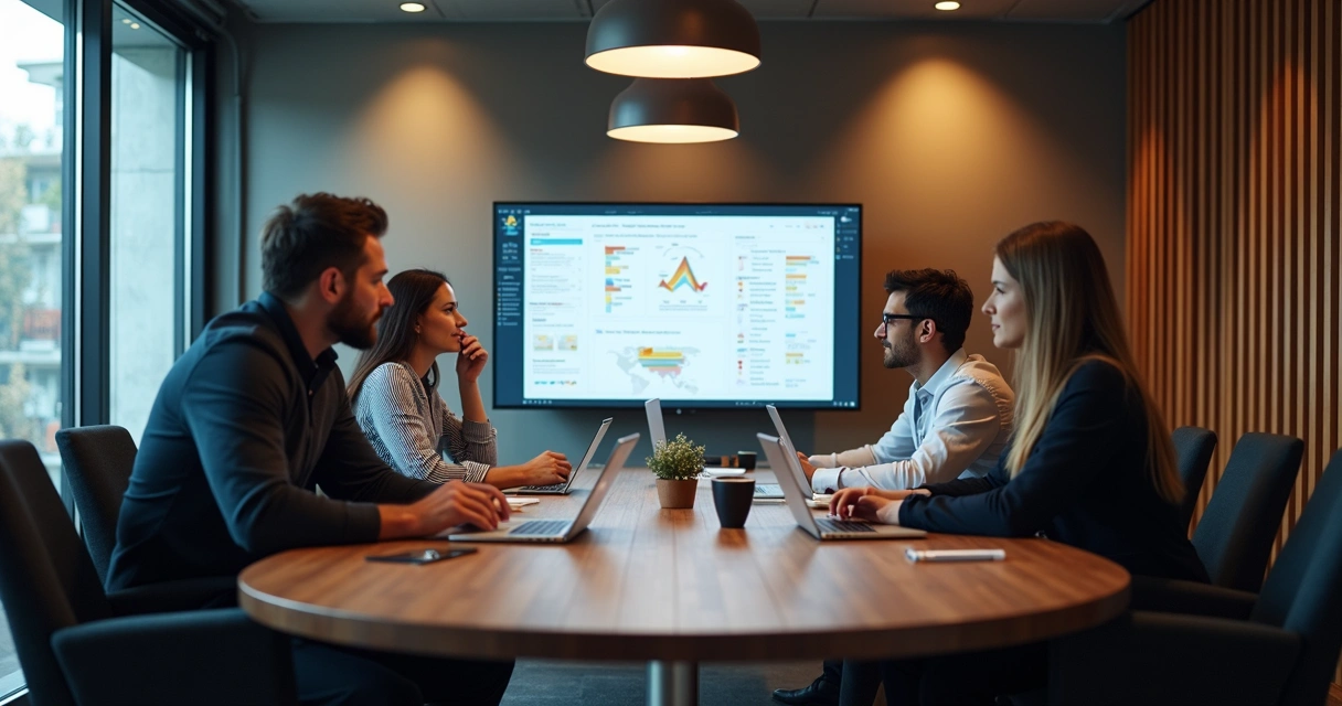 Equipe reunida para planejamento estratégico de prospecção