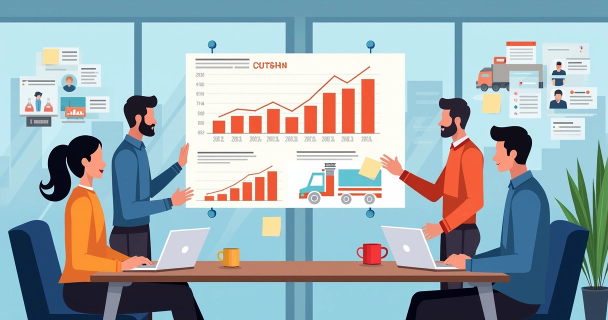 Equipe de ecommerce analisando painel de churn em um escritório 