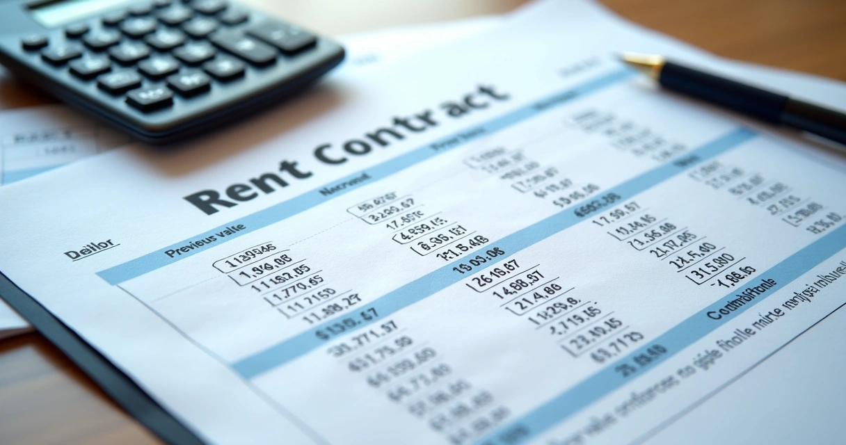 Planilha mostrando cálculo de reajuste de aluguel com valores e percentuais 