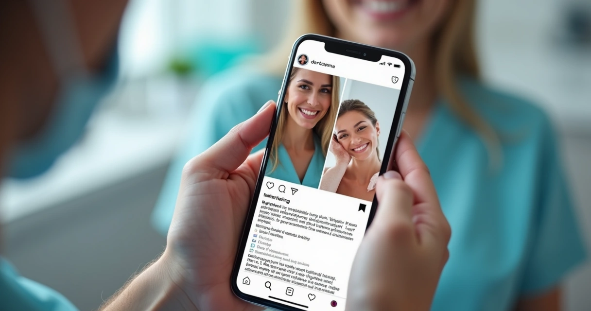 Post de rede social mostrando antes e depois permitido para dentistas 