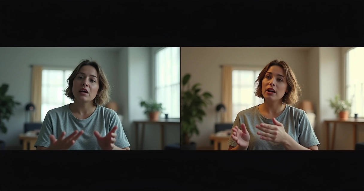 Comparison of original horizontal video next to vertical version centering the subject 