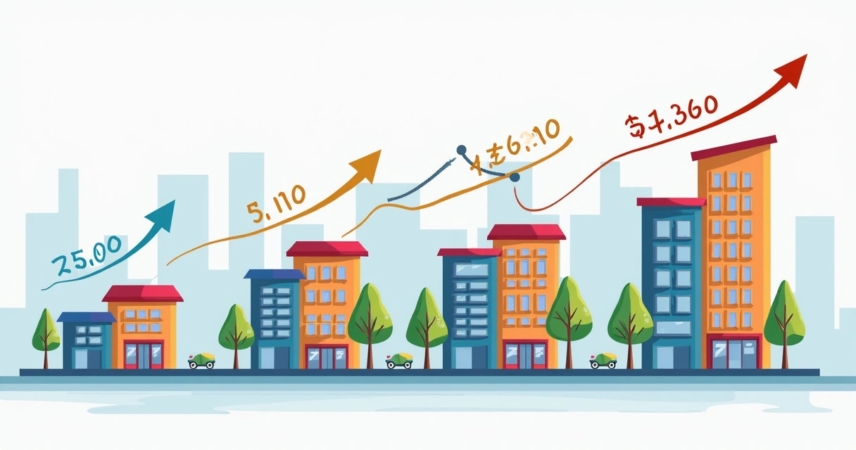 Comparação visual de retorno sobre investimento imobiliário 