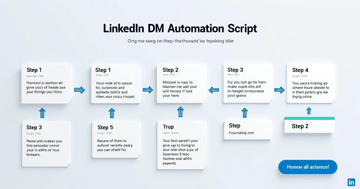 Exemplo visual de script de automação de mensagens no LinkedIn. 