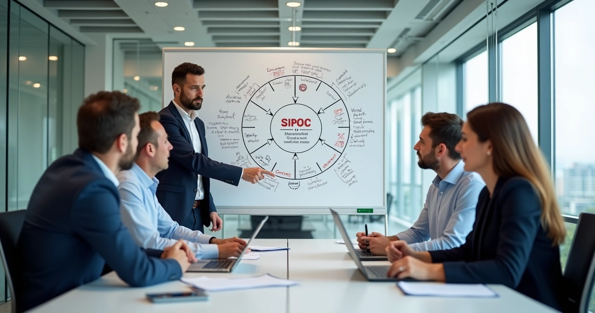 Exemplo de SIPOC em painel para consultoria empresarial 