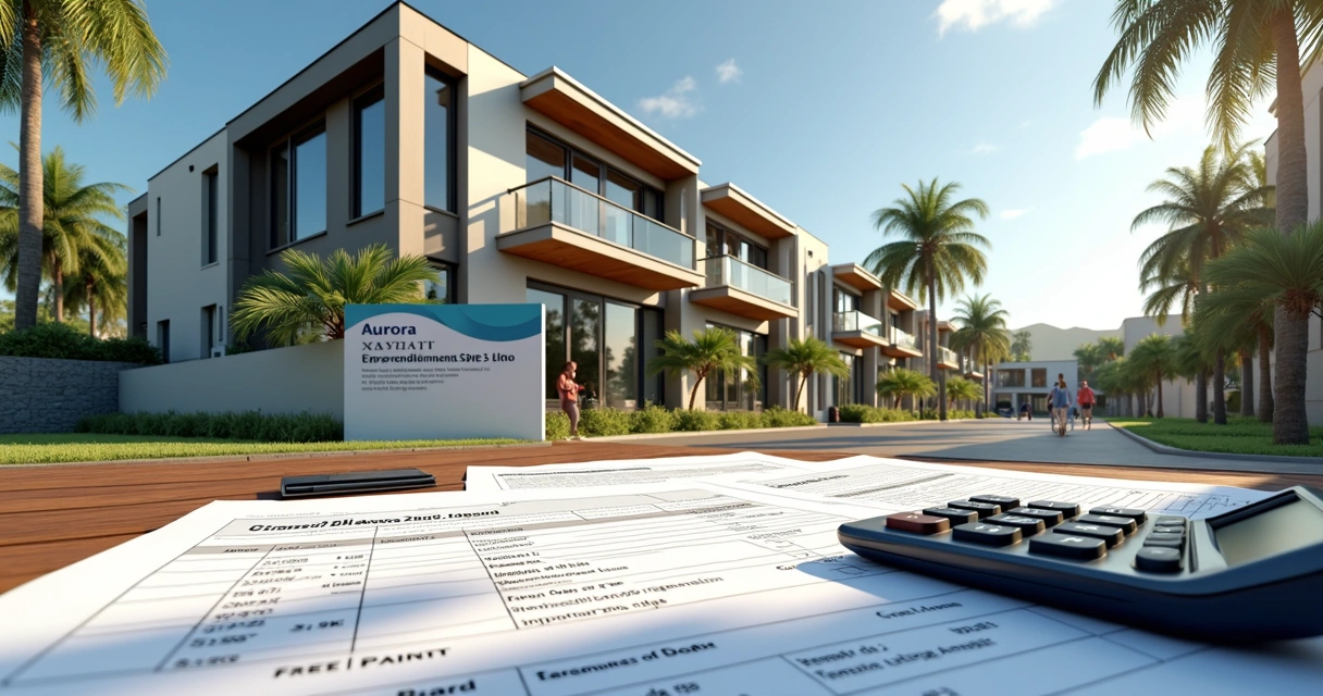 Edifício residencial com placa de SPE e planilhas 