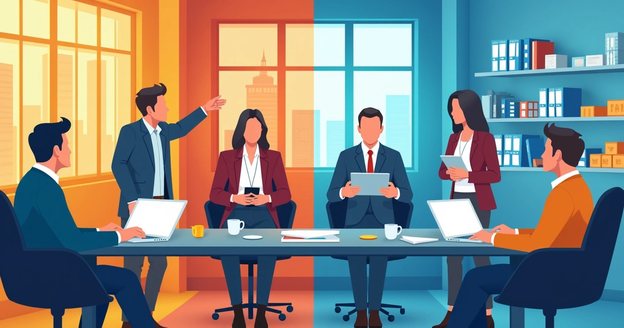 Quatro cenários de empresas de diferentes setores mostrando diálogos com perguntas SPIN 