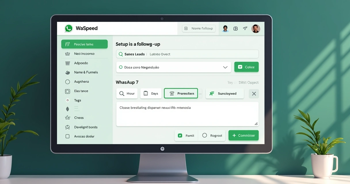 Interface de configuração de follow-up no WhatsApp com WaSpeed