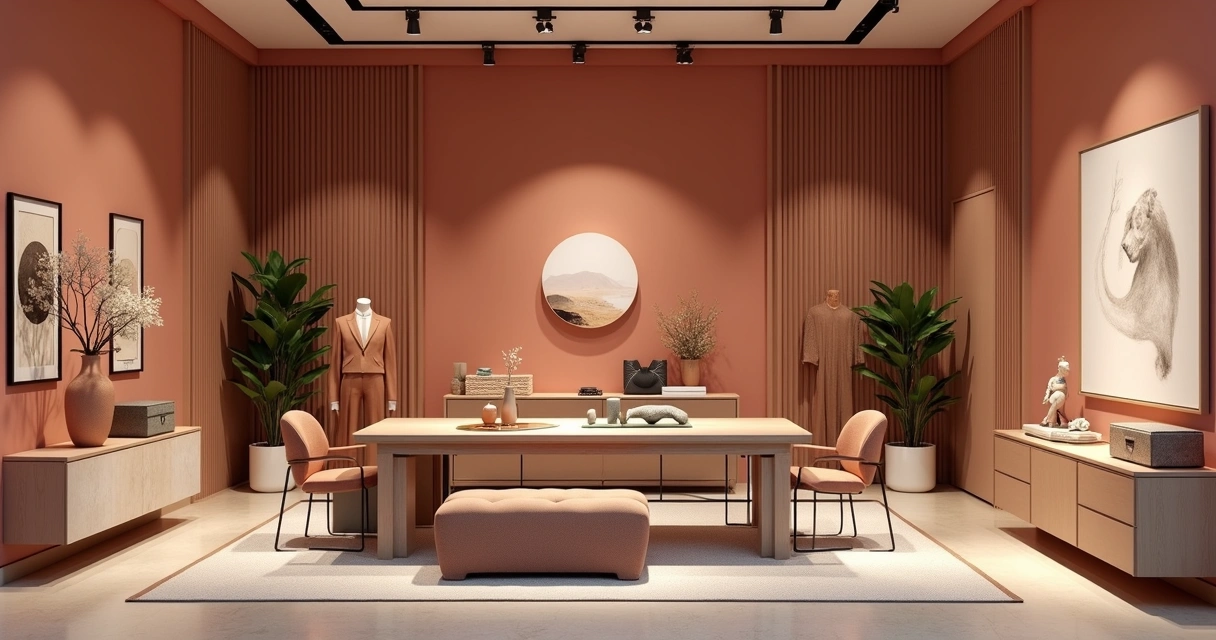 Loja moderna com layout único e cores distintas 