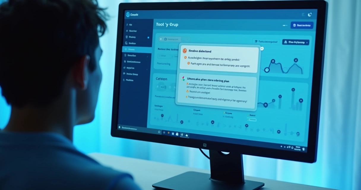 Tela de software mostrando recomendação de upgrade de plano 