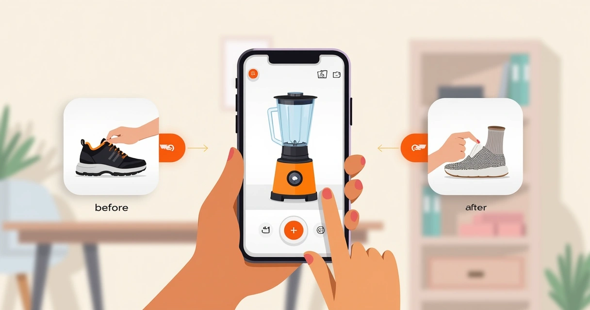 Cena de vídeo curto de produto na Shopee, celular focando em um produto 