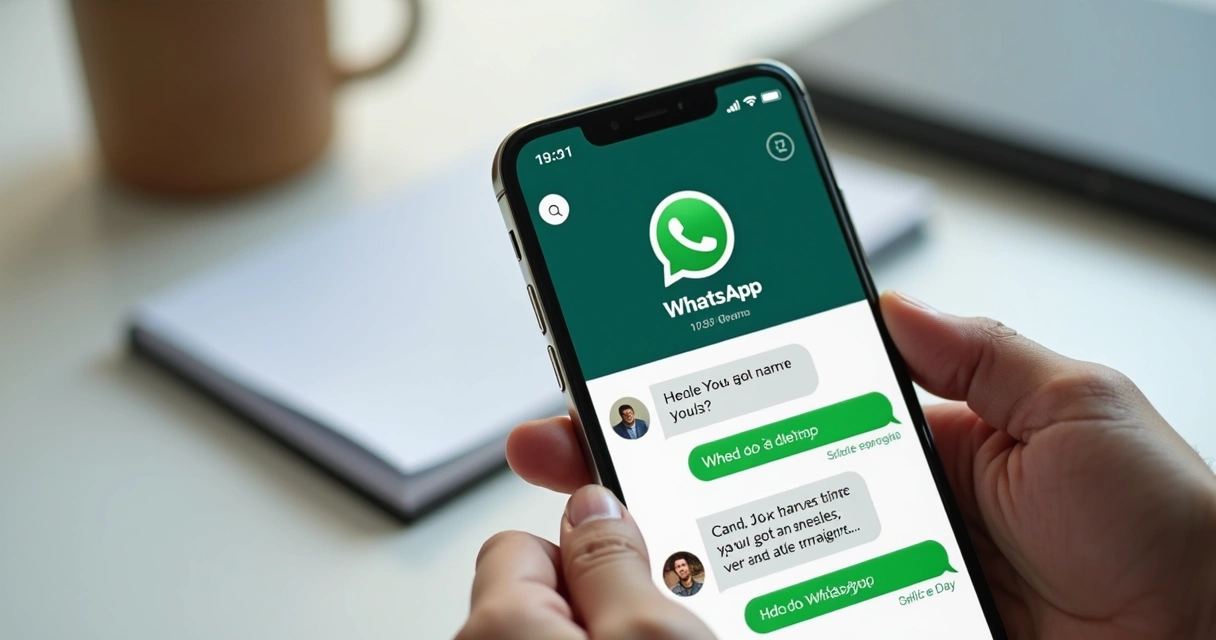 Celular mostrando tela de WhatsApp com roteiro de abordagem de vendas 