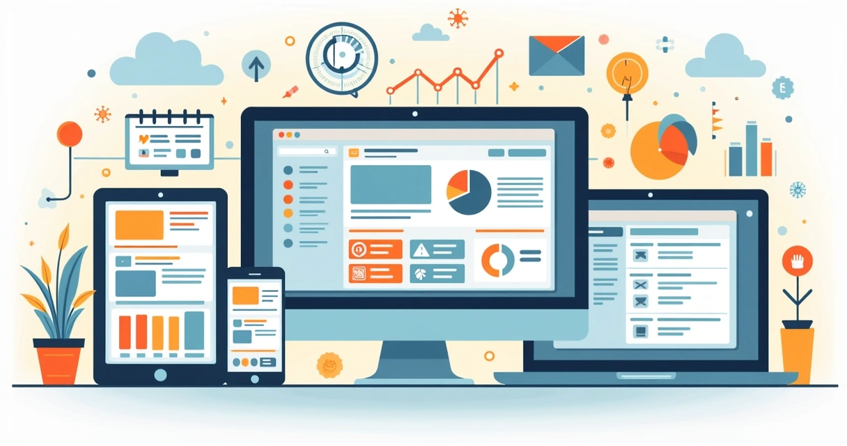 Aplicativos web modernos de exemplificação feitos em JavaScript em vários dispositivos