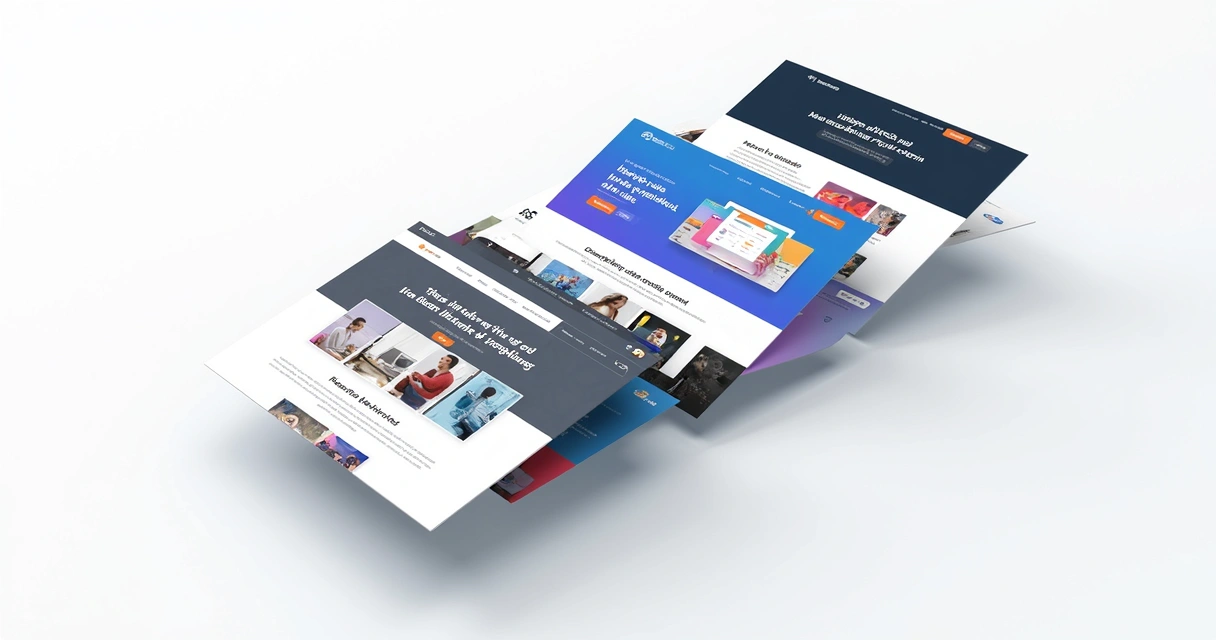 Vários layouts diferentes de landing pages SaaS 