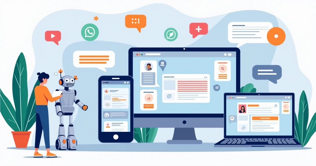 Ilustrações mostrando múltiplos exemplos de marketing conversacional em ação 