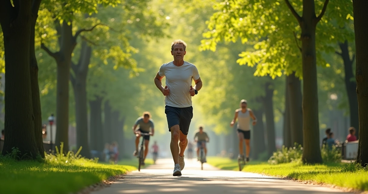 Pessoa praticando caminhada ao ar livre em parque arborizado durante o dia 