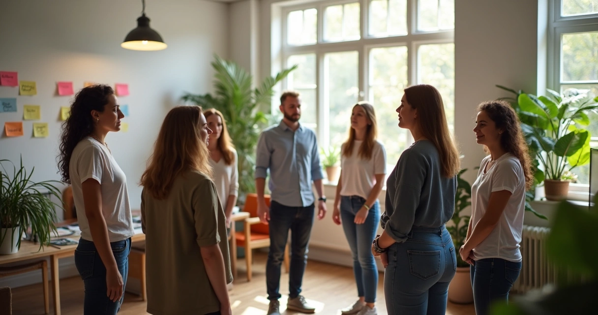 Funcionários participando de dinâmica de autoconhecimento
