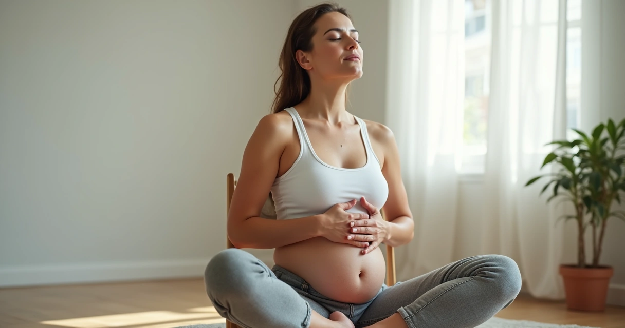 Pessoa sentada em cadeira ajustando a postura para um exercício de respiração consciente 