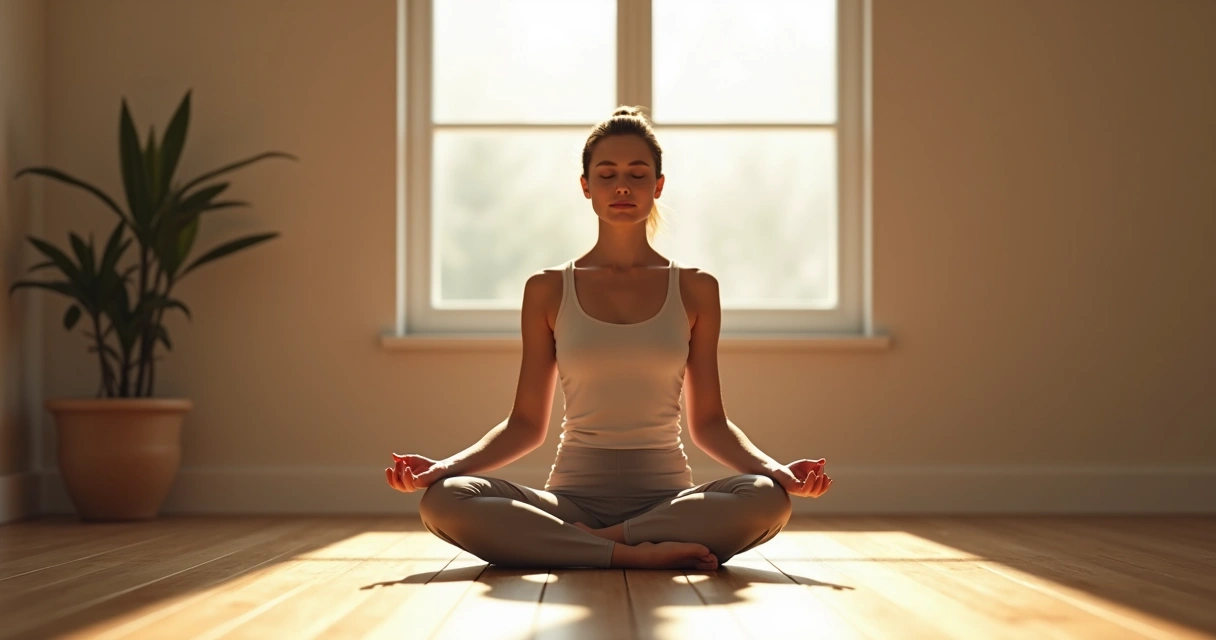 Pessoa praticando exercício de silêncio sentada em posição de meditação 