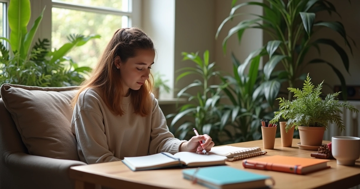 Pessoa praticando exercício de autopercepção emocional sentado em posição confortável