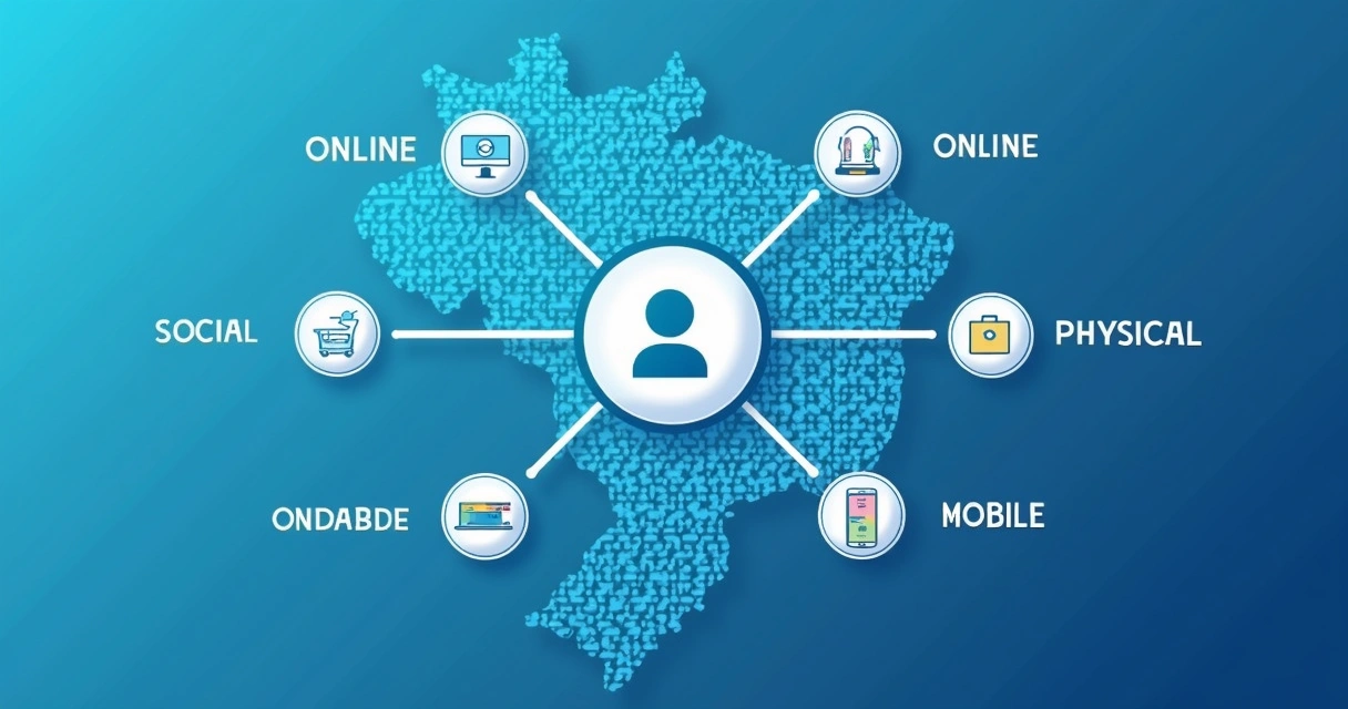 Digital network of supplier expanding to new sales channels, with icons 