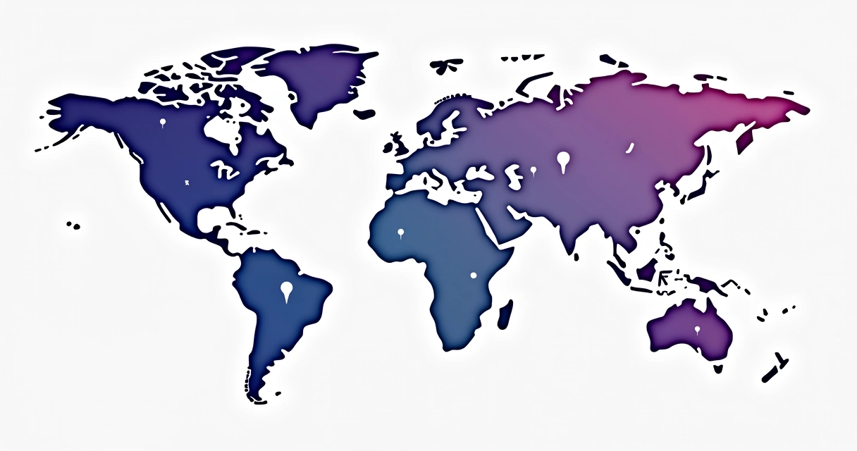 Expansão de canais por meio de tecnologia em um mapa mundi 