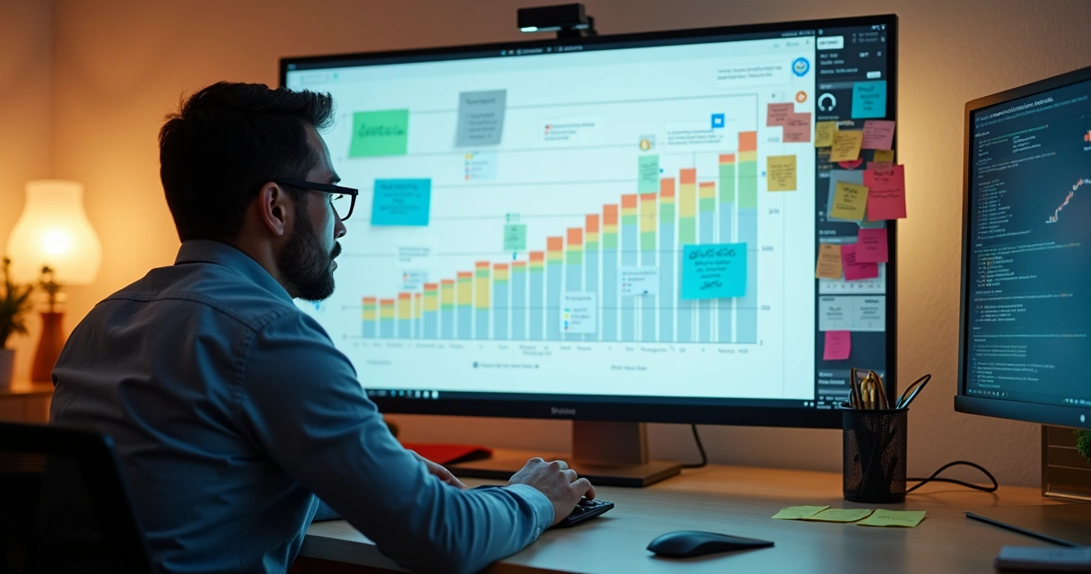 Cliente de agência analisando novas oportunidades de serviço em tela de computador 