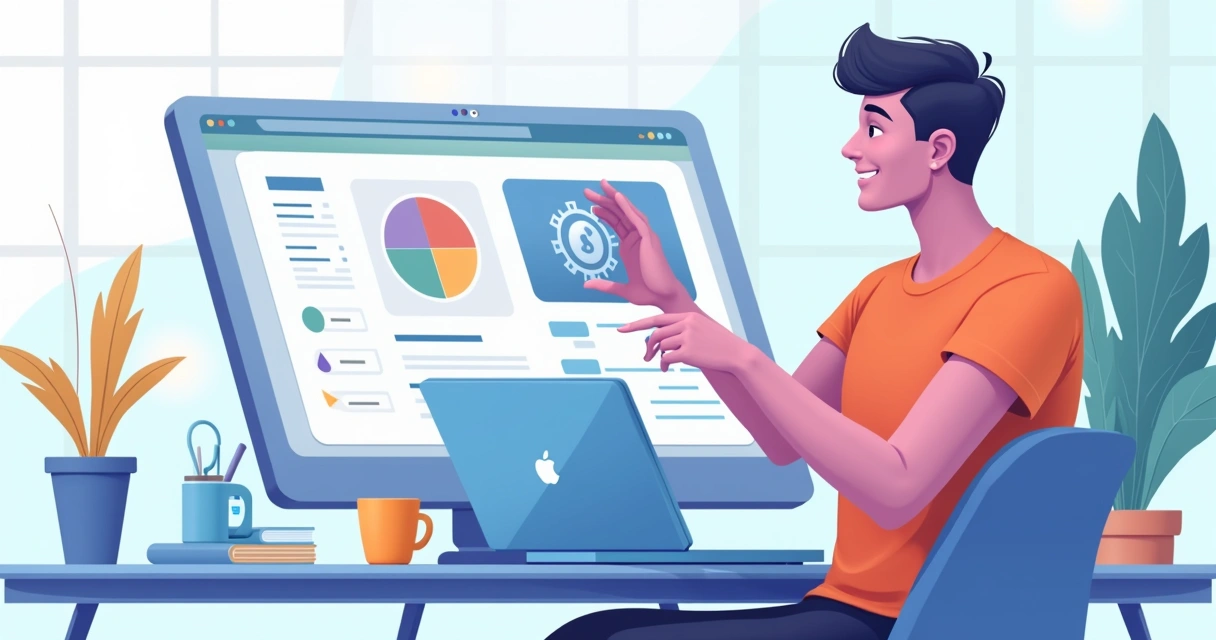 Ilustração de expansão de conta SaaS com usuário interagindo com funcionalidades extras 