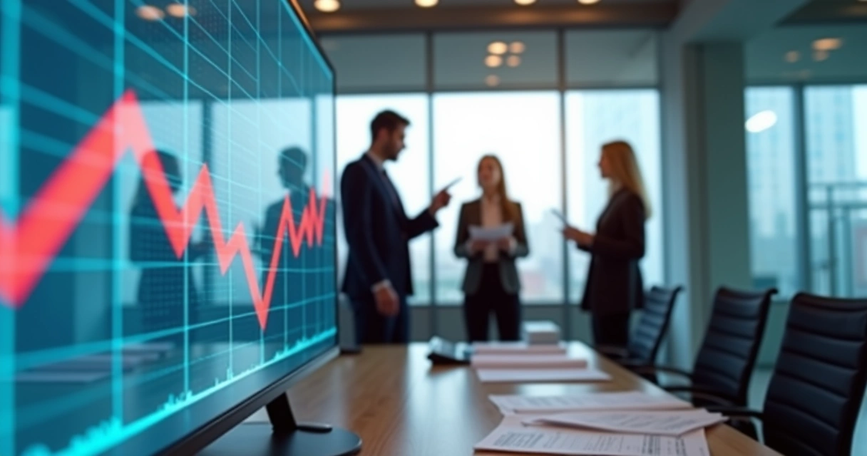 Crescimento e expansão de empresa com gráficos financeiros 